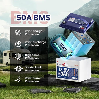 12V 50Ah Pro LiFePO4 Battery, 15000+ Cycles Timeusb Battery with Grade A Battery Cells, Built-in 50A BMS, Deep Cycle Lithium Battery Perfect for Electric Wheelchair, Trolling Motor, Kayak