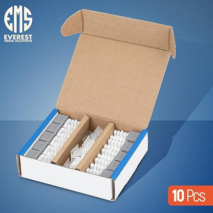 Everest 90° Angled RJ45 Cat6 Keystone Jacks 10-Pack in Gray - Slim Profile Female RJ45 Connectors - Cat 6 Keystone Jack - Compatible with 90° Angled Speed Termination Tool - easyJACK (B094WB91H3)