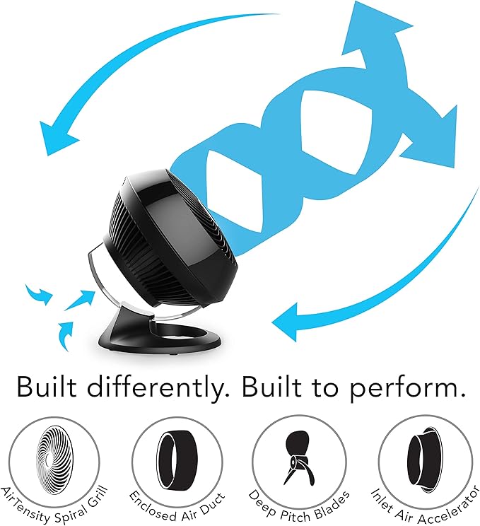 Vornado 560 Whole Room Air Circulator, Medium Floor 4 Speeds, Adjustable Tilt, Easy to Clean, Quiet Fan for Home, Office, Bedroom, Black
