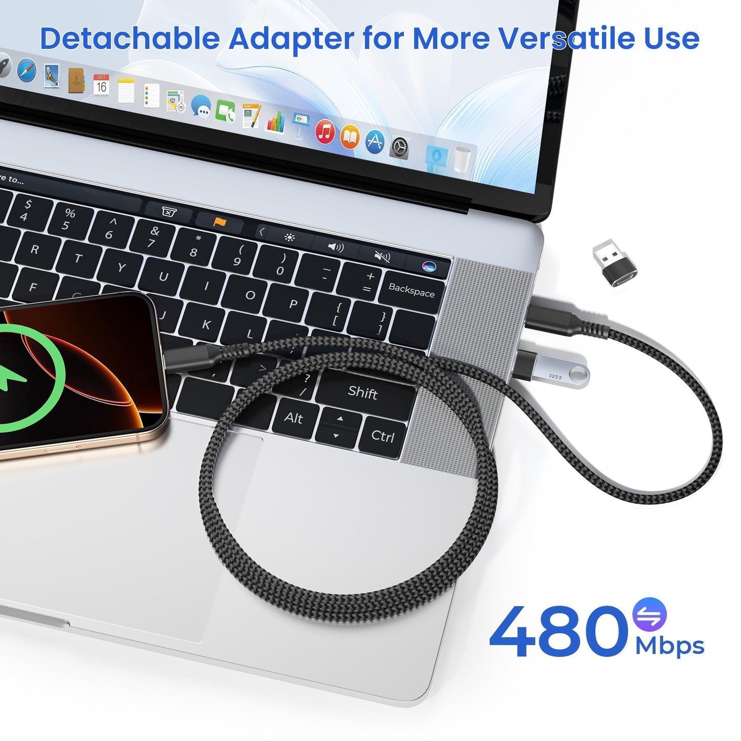 Elebase for Samsung Galaxy Z Fold Flip 7 USB C Charging Cord 6.6FT with Adapter,Type C 60W PD Fast Charger Cable for Z Fold Flip 7 6 5 5G,S25,A56 A55 A54 A36 A26 A16,Tab S11 S10 9 A9 A8 Lite,Note 20