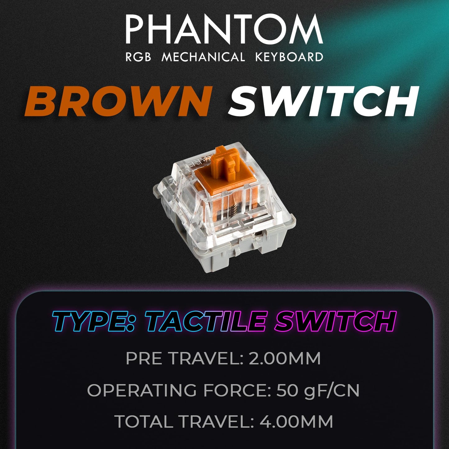 TECWARE Phantom+ 87 Key RGB Mechanical Gaming Keyboard, Black | TKL Thocky Creamy Keyboard, Hot Swappable, Double Shot ABS Keycaps, Wired USB-C, N-Key Rollover | Wraith Brown Linear Switch