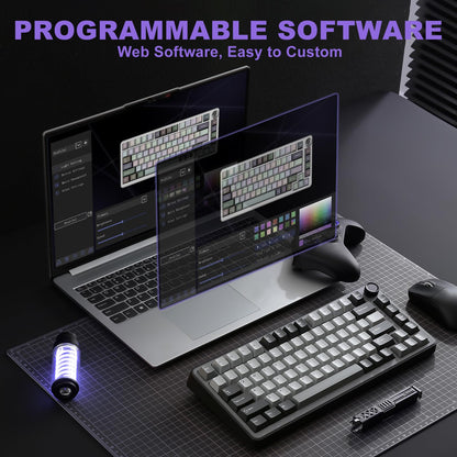 YUNZII B75 PRO 75% Wireless Mechanical Keyboard (Dark Grey,Cocoa V2)