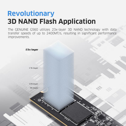 KLEVV Genuine G560 1TB M.2 2280 NVMe PCIe Gen5x4 Internal SSD Heatsink Included, up to 13000MB/s with DRAM Cash (K01TBM2SP0-G56)