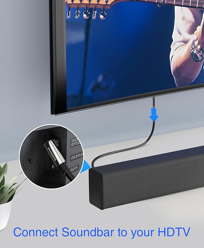 BlueRigger Optical Audio Toslink Cable - 10FT (90 Degrees Optical Cable for Soundbar, 360 Degree Rotatable Right Angle, S/PDIF Digital Toslink) - Fiber Optic Compatible with HDTV, Game Console, DVR