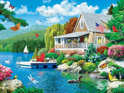 Masterpieces 300 Piece EZ Grip Jigsaw Puzzle - Lakeside Memories - 18"x24"