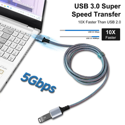 Tan QY USB 3.0 Braided Extension Cable 1.5ft, Male to Female for PS/Xbox/PC