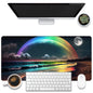 KOAIWPAE Desk Mat, Watercolor Pink Flowers Desk Pad, Green Leaves Flowers Large Gaming Mouse Pad for Desk, 31.5"x15.7" Extended Big Computer Keyboard Mouse Pad with Non-Slip Base and Stitched Edge