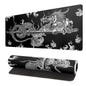 Japanese Gaming Mouse Pad Abstract Black Mouse Pad 31.5x11.8 Inch Black Sea Wave Texture Non-Slip Rubber Base Large Ocean Mousepad Stitched Edges Keyboard Mouse Mat Desk Pad for Office and Home