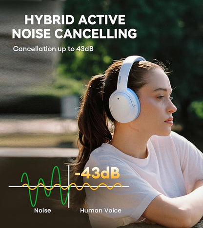 Edifier W820NB Plus Hybrid Active Noise Cancelling Headphones - LDAC Codec - Hi-Res Audio Wireless & Wired - Fast Charge - 49H Playtime - Over Ear Bluetooth V5.2 Headphones- Blue