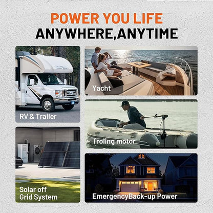 12V 310Ah LiFePO4 Lithium Battery 4PCS– Max. 3968Wh, 15000+ Deep Cycle Battery with 100A BMS, Low-Temp Cutoff | A+ Grade Cells for Marine, Trolling Motor, Off-Grid Home Energy Storage, Van Life