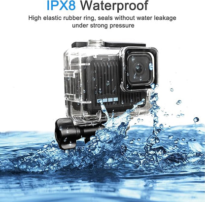 FitStill 196FT/60M Underwater Waterproof Diving Housing Compatible for Go Pro Hero 4K,Protective Dive Case Shell with Mount Hero4K 2024 Action Camera Accessories Kit