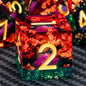 ARUOHHA DND Resin Dice Set 7Pcs Handmade Glitter Inclusions Sharp Edge Dragons Dice with Box, Role Playing Game RPG Lightning Polyhedral Dungeons D and D Dice Set