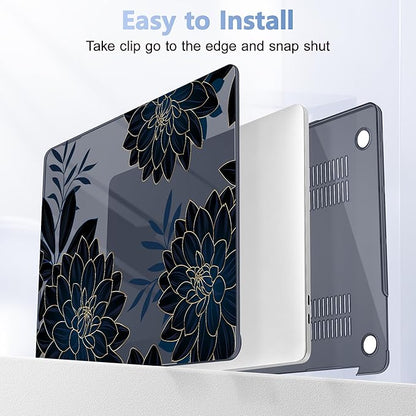 Case for MacBook Pro 13 inch with/Without Touch Bar (2016-2022, M2 A2338 M1 A2289 A2251 A2159 A1989 A1706 A1708), Hard Shell + Keyboard Cover + Dust Plug, Flower Dahlia