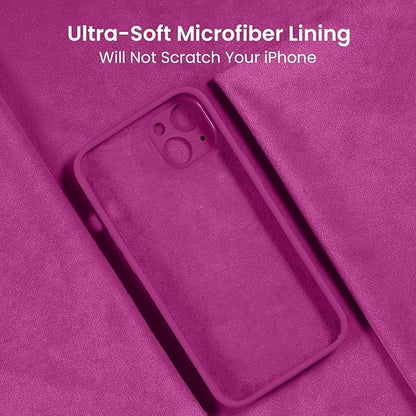 FireNova Designed for iPhone 14 Case, Silicone Upgraded [Camera Protection] Phone Case with [2 Screen Protectors], Soft Anti-Scratch Microfiber Lining Inside, 6.1 inch, Shocking Pink
