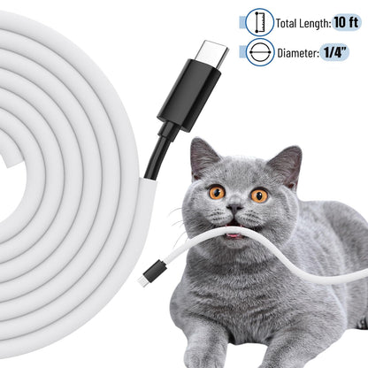 Cord Protectors from Pets No Chew, 1/4 inch 10ft Wire Protector Cord Covers for Pets, Flexible Cable Sleeve Cord Management for TV/Computer/Electric Wires/Phone Charging Cables, White