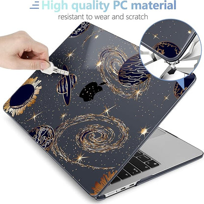 MEEgoodo Case for M4/M3/M2 MacBook Air 13.6 inch Case 2025 2024 2022, Fit Model A3240/A3113/A2681, Laptop Hard Shell with Keyboard Cover Compatible with MacBook Air 13 inch, Planets & Galaxies