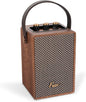 Fuse Andle Vintage Retro Bluetooth Speaker with Vegan Leather Handle | Portable Speaker with Smartphone Connection | USB & AUX Input | Stylish Brown Wood Exterior