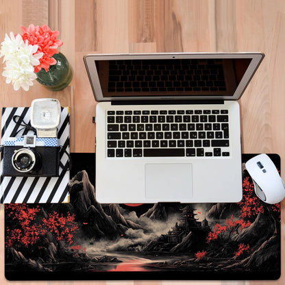 NITAHHHY Chinese Style Painting Gaming Mouse Pad 3mm Thick Stitched Edge Waterproof Non-Slip Large Computer Keyboard Mouse Mat,Suitable for Office Entertainment Decorative Desk Pad 35.4 x 15.7 Inches