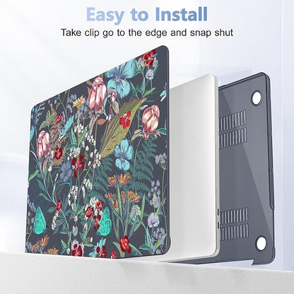 Case for MacBook Pro 13 inch with/Without Touch Bar (2016-2022, M2 A2338 M1 A2289 A2251 A2159 A1989 A1706 A1708), Hard Shell + Keyboard Cover + Dust Plug, Flowers & Herbs