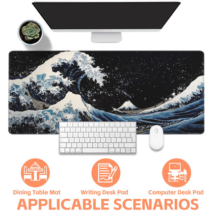 NIYLYNSYN Mouse Pad Large Wave in The Night Sky Non-Slip Game Desk Mat with Stitched Edge Laptop Keyboard Desk Pad for Work Home Gaming (35.4 x 15.7 Inches)