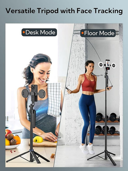 Auto Face Tracking Tripod 360 Rotation,Phone Tripod for iPhone w/Fill Light,Selfie Stick for iPhone w/Remote Control,70” Phone Holder Video Recording for Content Creators TikTok(UTK-02)