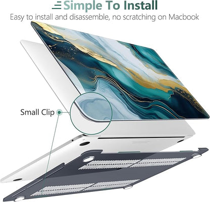 TWOLSKOO Compatible with MacBook Pro 13 inch Case 2023-2016 A2338 M2/M1 A2251 A2289 A2159 A1989 A1706, Plastic Hard Shell Cover & Keyboard Skin & Screen Protector, Graphite Marble