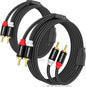 HOSONGIN RCA Cables 6.6ft 2 Pack[Hi-Fi Sound, Nylon Braided, Shielded], 2-Male to 2-Male RCA Audio Stereo Subwoofer Cable Auxiliary Cord for Home Theater, HDTV, Amplifiers, Hi-Fi Systems, Speakers