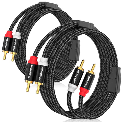 HOSONGIN RCA Cables 8FT 2 Pack[Hi-Fi Sound, Nylon Braided, Shielded], 2-Male to 2-Male RCA Audio Stereo Subwoofer Cable Auxiliary Cord for Home Theater, HDTV, Amplifiers, Hi-Fi Systems, Speakers