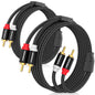 HOSONGIN RCA Cables 8FT 2 Pack[Hi-Fi Sound, Nylon Braided, Shielded], 2-Male to 2-Male RCA Audio Stereo Subwoofer Cable Auxiliary Cord for Home Theater, HDTV, Amplifiers, Hi-Fi Systems, Speakers