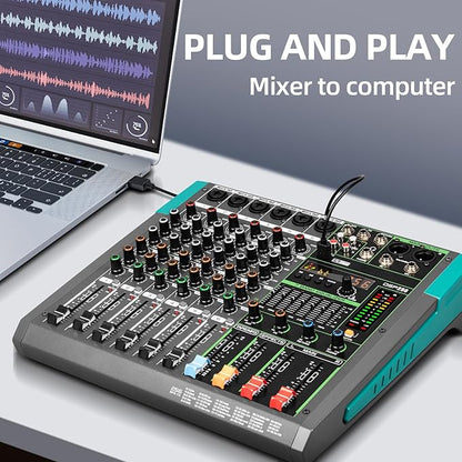Depusheng PA6 professional DJ audio mixer 6 channel input built-in 256 kinds of DPS effects support 48V phantom power USB Bluetooth MP3 computer recording