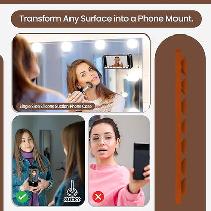 SUCKY Silicone Suction Phone Case Adhesive Mount - Anti-Slip Holder, Hands-Free Fidget Toy, Phone Accessory for iPhone and Android - Sticky Grip for Selfies, Videos, and Tiktok - Mocha Brown