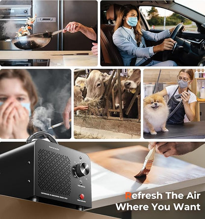 Ozone Generator 48,000mg, Commercial Ozone Machine Odor Removal, High Capacity O3 Ionizer Air Purifier Deodorizer, Portable Mini for Car, Home, Smoke, Pets, Industrial, for 4000 Square Feet -Black