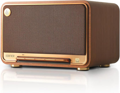 Edifier D32 Tabletop Wireless Speaker, Hi-Res Audio, LDAC, ALAC, 60W (RMS), 2.1 Acoustic Architecture, 11h Playtime, APP Control, Bluetooth 5.3, AirPlay2, USB-C and AUX Inputs, Brown