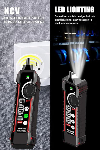 NF-8209S Network Cable Tester, RJ45 Ethernet Tester for POE/Cat5/Cat7/Cat6a/Cat6/Cat5e, Wire Mapper, Length, Open/Short, Wire Fault Locator, Ethernet LAN Network Toner Tool
