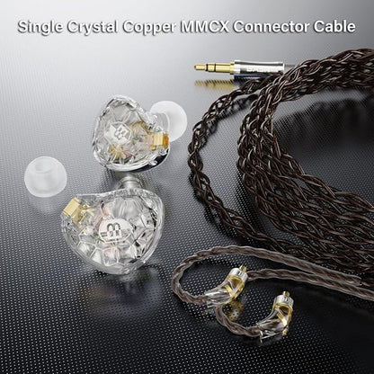 BASN ASONE 14.2mm Planar Driver in-Ear Monitors Earphone with Two Detachable MMCX Cables for Musicians Drummers Bass Players Singers(Clear)
