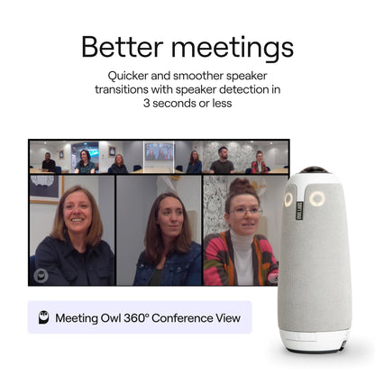 Owl Labs Meeting Owl 3 - 360° 1080p HD Conference Room Camera, AI-Driven Speaker-Tracking, 18-Foot Mic Pickup - Certified for Microsoft Teams - Works with Zoom, Google Meet - Plug & Play Setup