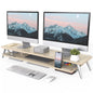 Fenge Monitor Stand Riser, Wooden Desk Shelf with 2-Tier Storage
