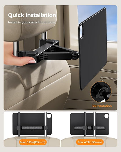 KU XIU Magnetic iPad Holder for Car Headrest,Backseat Tablet Car Mountfor iPad Pro 13" M4 (2024) Only,iPad Car Holder Back Seat Travel Accessories Long Road Trip Essentials for Kids