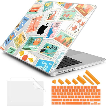 DONGKE for M4 MacBook Pro 16 Inch Case 2024 2023 2021 A3403 A3186 M3 A2991 M2 A2780 M1 A2485 Pro/Max Chip, Plastic Hard Shell Case & Keyboard Cover for Mac Pro 16 with Touch ID, Post Stamps