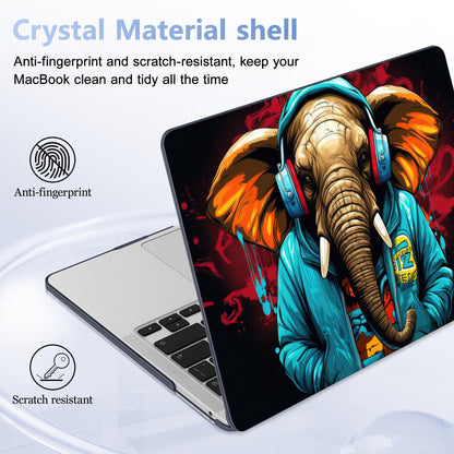Lepeoac Case for MacBook Pro 13 inch Case M2 2022-2016 A2338 M1 A2251 A2289 A2159 A1989 A1708 A1706, Plastic Hard Shell + Keyboard Cover + Dust Plug, Elephant Hoodie