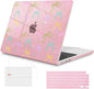 Mektron Compatible with M4 MacBook Air 15 inch Case 2025 A3241 2024 2023 M3 A3114 A2941 M2 Liquid Retina Display Touch ID, Plastic Hard Case & Keyboard Skin - Gilitter Pink Colorful Bows