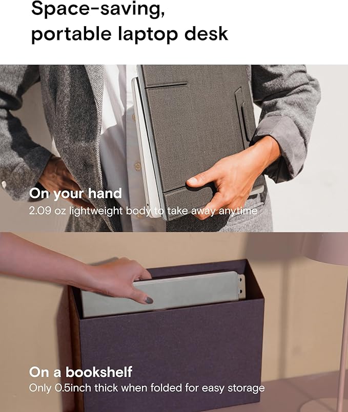 MOFT Folding Laptop Stand Lap Desk, Portable & Mini Computer Stand Laptop Desk for Travel and Home Office, Ergonomic Design with Adjustable Viewing Angles, Lightweight Computer Cooling Riser, Black