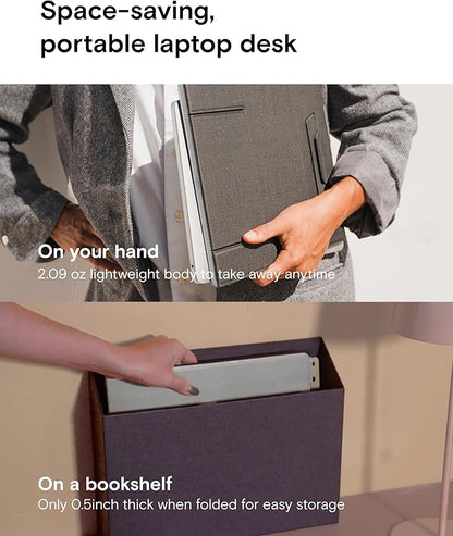 MOFT Folding Laptop Stand Lap Desk, Portable & Mini Computer Stand Laptop Desk for Travel and Home Office, Ergonomic Design with Adjustable Viewing Angles, Lightweight Computer Cooling Riser, Black