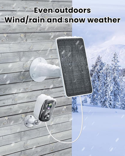 Solar Panel Charger Compatible with Vision Well Battery Powered Wireless Outdoor Security Cameras, 5W Solar Panels Charging with IP65 Waterproof 10ft USB-C Cable & Secure Wall Mount, 2 Pack