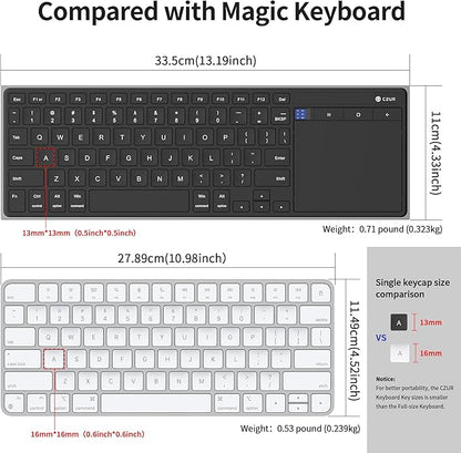 CZUR Rechargeable Bluetooth Keyboard with Touchpad, Portable Computer Keyboard with Trackpad, Wireless Ultra Slim Keyboard for PC/Laptop/Tablet/Phone, for Windows/Android