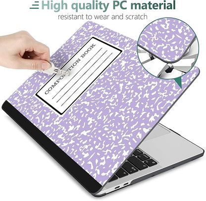 MEEgoodo Case for MacBook Pro 13 inch Case with M2 Chip 2022 2021 2020 New A2338 M1 A2251 A2289, Hard Shell with Keyboard & Camera Cover Compatible with 13 inch MacBook Pro, Composition Book Purple