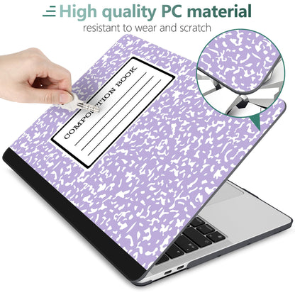 MEEgoodo Case for MacBook Pro 13 inch Case with M2 Chip 2022 2021 2020 New A2338 M1 A2251 A2289, Hard Shell with Keyboard & Camera Cover Compatible with 13 inch MacBook Pro, Composition Book Purple