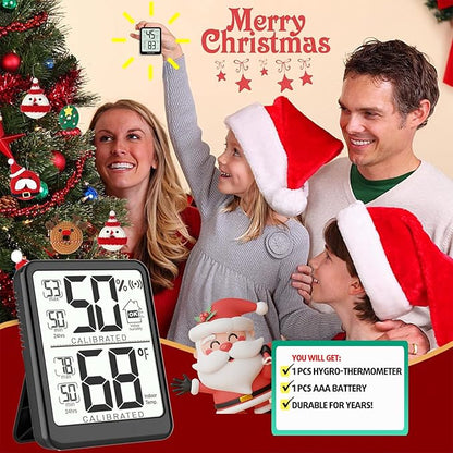 Antonki Room Thermometer, Digital Small Hygrometer Indoor Thermometer Humidity Gauge, Temperature Humidity Meter with Max/Min Record Monitor Sensor for Home, Plants - Battery Included