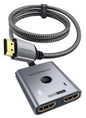 HDMI Switch 2 in 1 Out 4K@60Hz, WARRKY[with 3.3ft Fixed Braided HDMI Cable, Aluminum Case, 2K@144Hz, HDCP 2.2] Bidirectional 2x1 Switcher Splitter Compatible for PS5/4, Xbox, Roku, FireStick, Switch