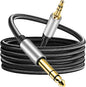 3.5 mm to 6.35 mm Audio Cable 20Ft, Gold-Plated Terminal Silver Color Zinc Alloy Housing 3.5mm 1/8" Male TRS to 6.35mm 1/4" Male TRS Nylon Braided Stereo Audio Cable for Cellphone,Amplifiers(20Ft/6M)
